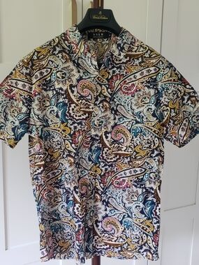 SSLR Men's Multicolor Paisley Short-Sleeve Button-Down Shirt